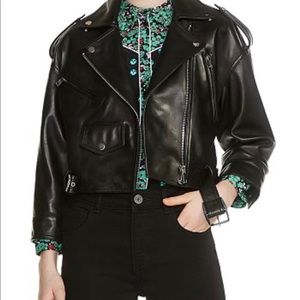 Maje cropped leather jacket - like new 36